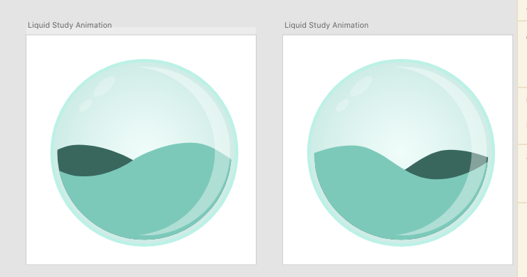 The image shows a blue bubble with moving waves inside.